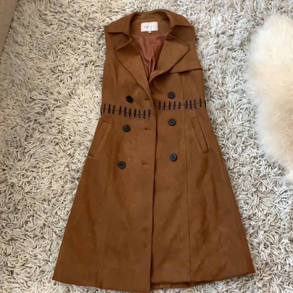 Lucy paris faux suede tan vest dress